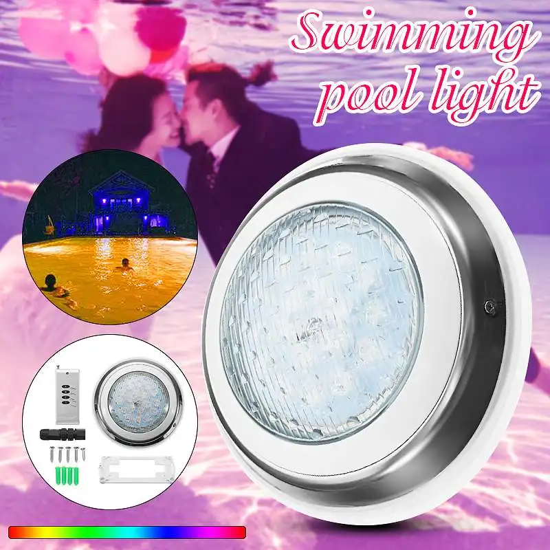 

54W Led Pool Light IP68 Waterproof AC/DC 12V Outdoor RGB Underwater Swimming Light Pond Led Spotlight with Remote Controller