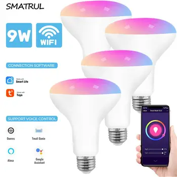 

SMATRUL Smart APP WiFi Bulb E27 9W LED Dimmable RGB Color Light Magic Lamp Combined with Tuya Voice Alexa Google Home
