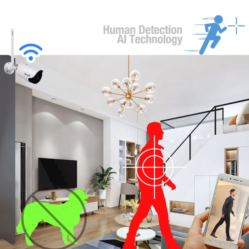 Wi-fi sem Fio ao ar Livre à Prova de Intempéries de Visão Câmera de Segurança com Slot para tf Zjuxin Câmera hd Nuvem Noturna Infravermelha ai 1080p ip 3 Wi-fi Sem Fio Ao Ar Livre À