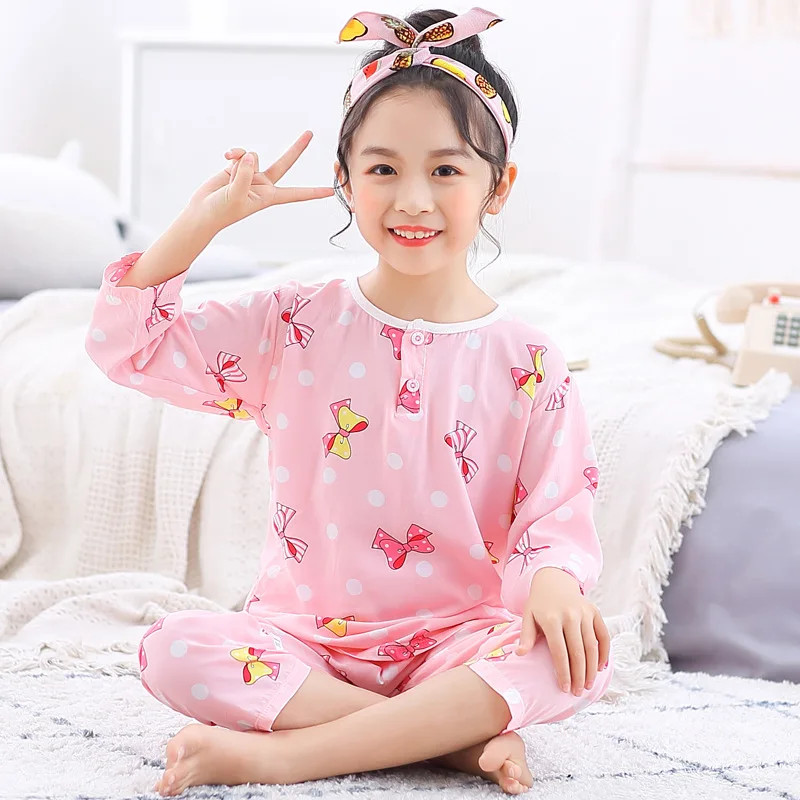 

Kids Sleepwear For Boys Girl Spring Autumn Children Homewear Pajamas Nightwear 2-13Y Three Quarter Sleeve Cotton Clothes Sets