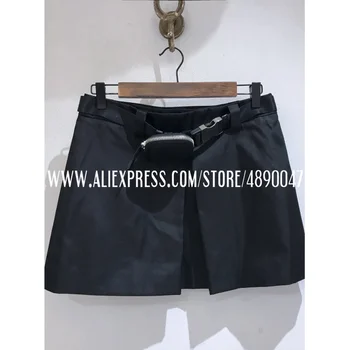 

Summer women's short skirt ladies sexy mini skirt Fashion high quality night party black skirt Belt bag skirt