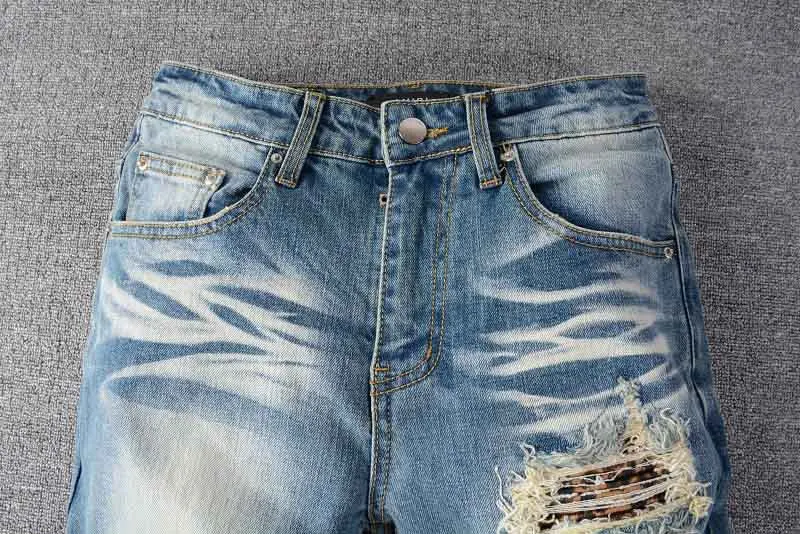 KIOVNO Men's Biker Pleated Jeans Pants Ripped Patchwork Denim Torusers For Male Size  28-40 High Street (1)