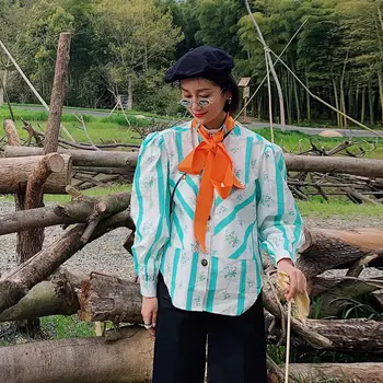 

2020 summer fashion new women flower prints striped shirt blouse ladies tops ddxgz2v 4.18