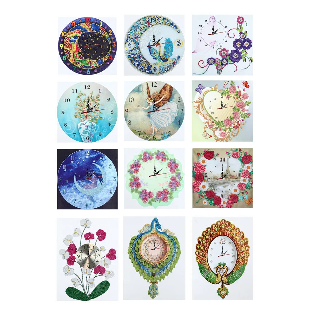 DIY Part Drill Special Shaped Diamond Clock 5D Mosaic Color Painting Kit Diffrent Style For Living Room Bedroom Decoration | Дом и сад