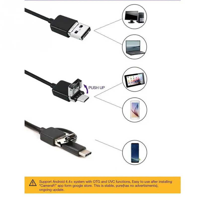 8 мм 3 в 1 USB эндоскоп промышленный USB гибкий Водонепроницаемый Бороскоп видео type-c эндоскоп HD камера