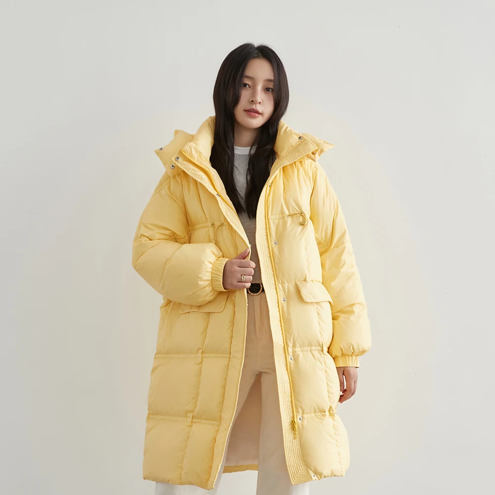 YAYA 2020 Winter Women's Long Hooded Down Coat 90%