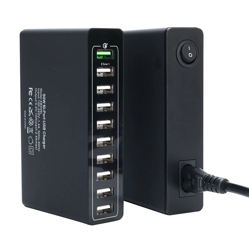 10 портов usb универсальное настенное зарядное устройство qc3.0 зарядное устройство адаптер умный мобильный телефон зарядное устройство для samsung s10 xiaomi mi9 быстрое зарядное устройство