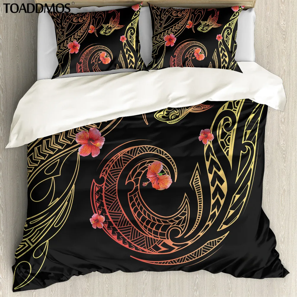 

TOADDMOS Hibiscus Polynesian Pattern Bedding Set Comfort Bed Pillowcase & Duvet Cover Set Quilt Cover Pillowslip Home Decoration
