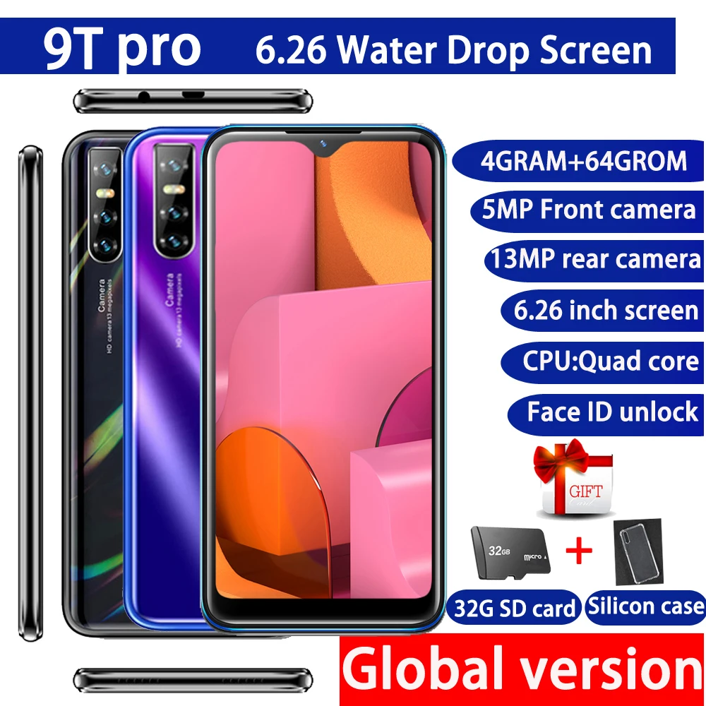 Смартфон 9T Pro глобальная версия android 4GBRAM + 64GBROM четырехъядерный 13-мегапиксельный