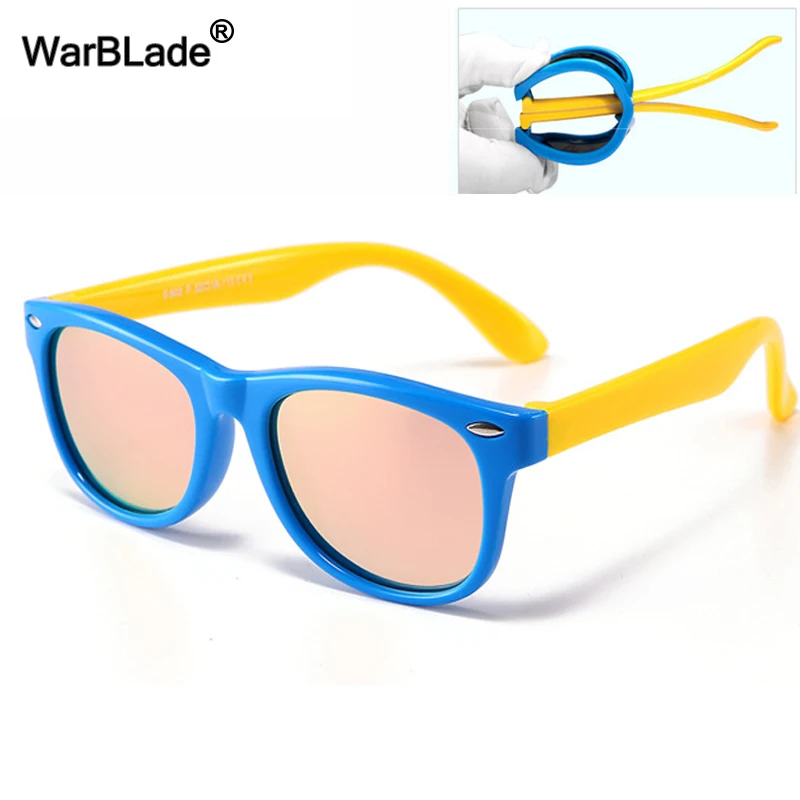WarBLade Colorful Kids Sun Glasses TR90 Girls Boy Polarized Sunglasses Silicone Flexible Baby Children UV400 Mirror Eyewear for kids sunglasses,children sunglasses