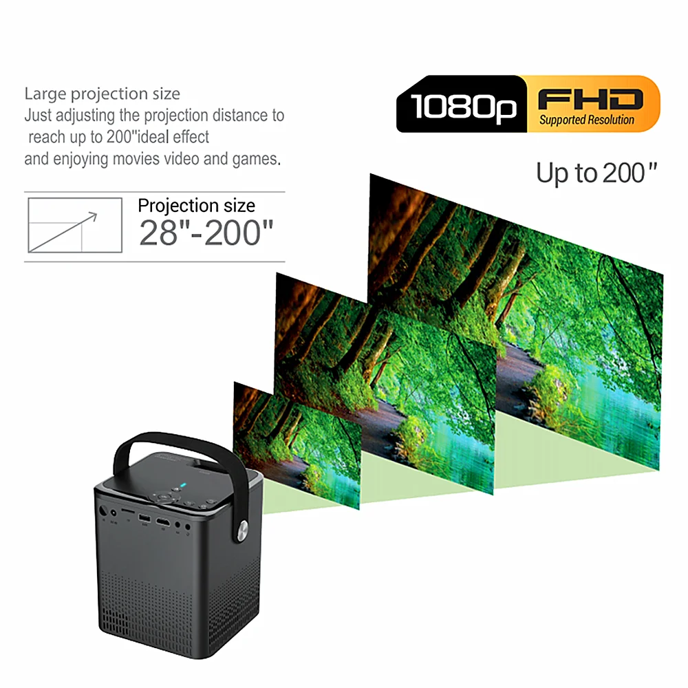 Salange P500 Portable Projector for Outdoor Movies Led Projector for Home Theatre Proyector Suport 1080P Full HD 3D Video Beamer