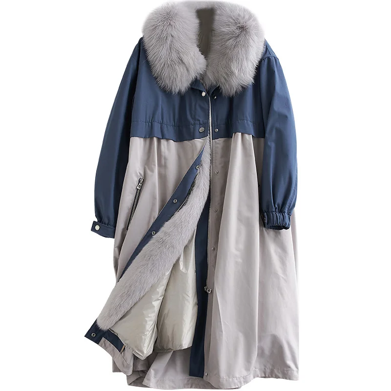 

2020 New Send Overcome Overcoat Girls Long Fund Fox Hair Lead Removable Down Inner Tank Leather And Fur Loose Coat