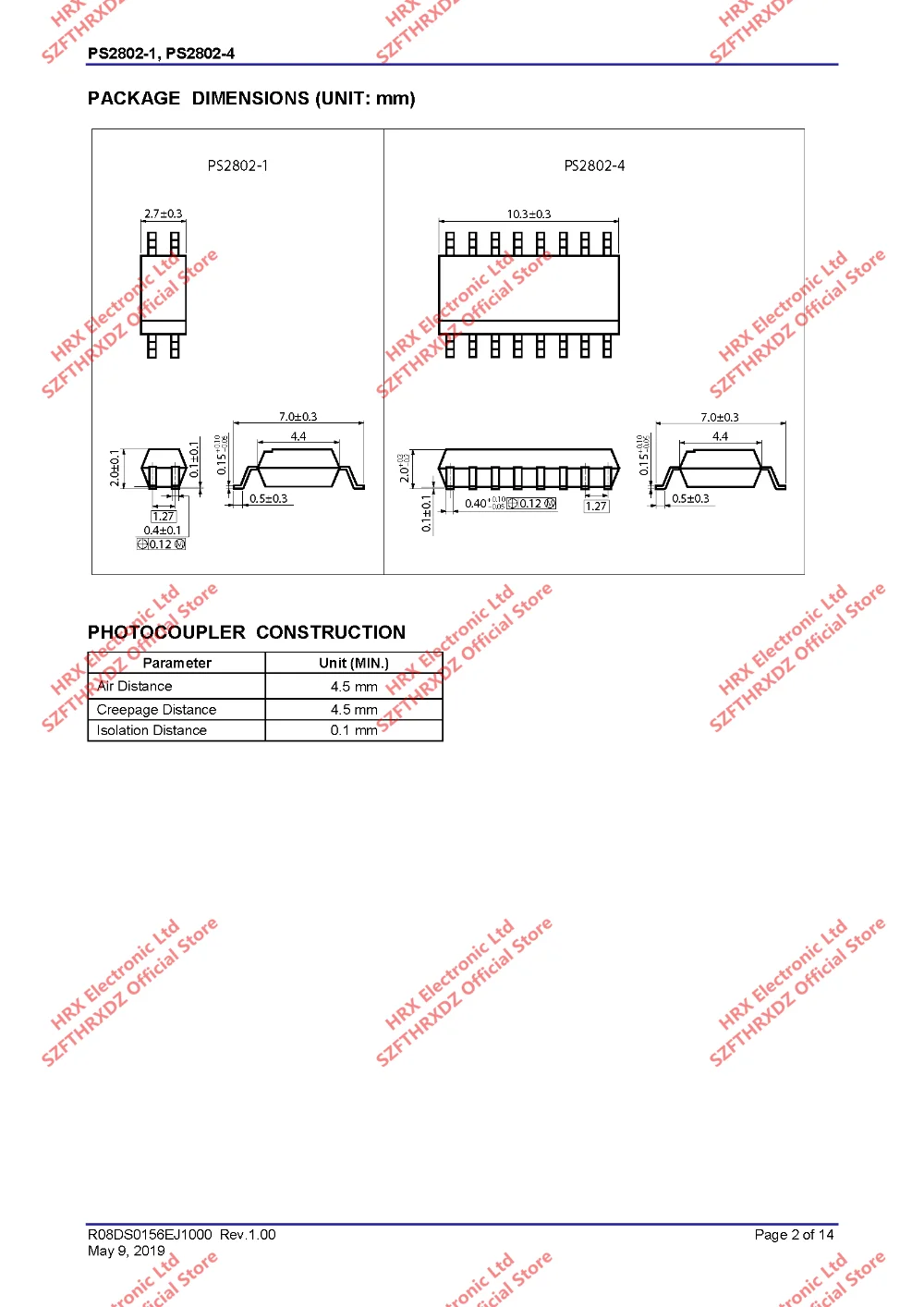 PS2802-1-F3-A R02 лапками углублением SOP-4 PS2802-1-F3 SOP4 PS2802-1 R02 транзистор Выходная оптопара 3500 шт/катушка