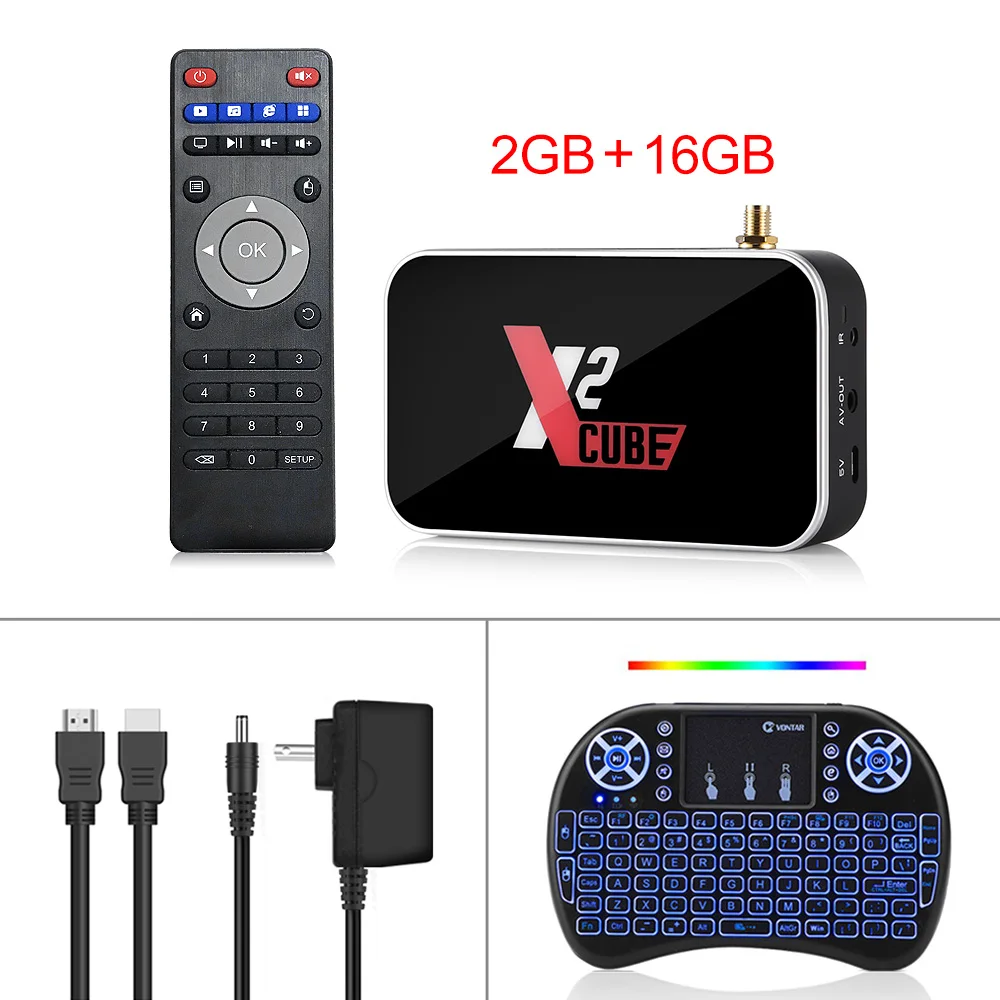 2GB 16GB backlit key X2 Pro tv Box Android 9,0 4 Гб ram DDR4 32 Гб Smart Amlogic S905X2 X2 cube 2 Гб 16 Гб телеприставка 2,4G/5G WiFi 1000M 4K медиаплеер - Цвет: 2GB 16GB backlit key