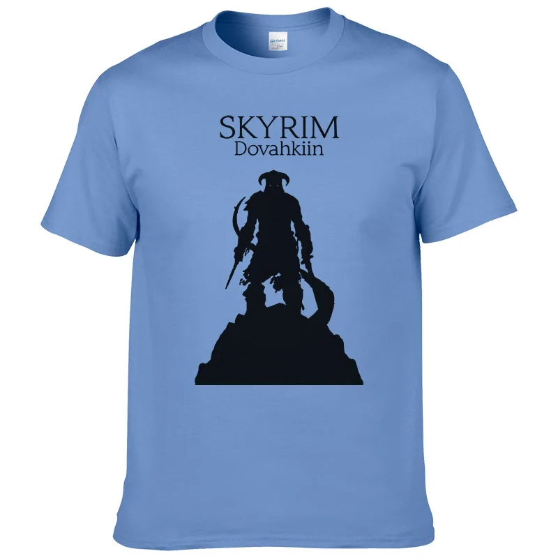 Мужская и женская футболка с принтом в виде персонажей из игры Elder Scroll Skyrim Dovahkiin