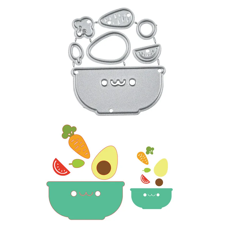 

Naifumodo Vegetable Fruit In Bowl Metal Cutting Dies for Craft Die Scrapbooking Embossing Stencil DIY Die Cut Card Decoration