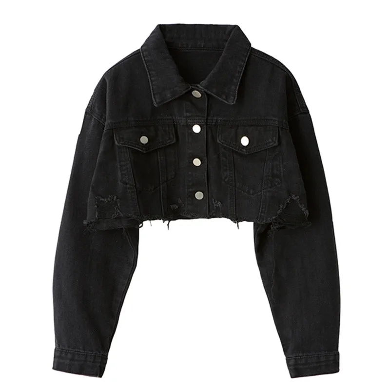 Jeans Casual Ripped Jacket Sleeve Fashion Loose Short Streetwear Autumn Women Outwear Coat Long Denim | Женская одежда