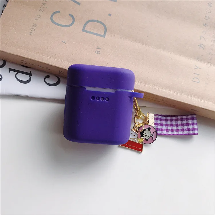 dark purple Милый силиконовый чехол для наушников для huawei Honor FlyPods Fly Pods Pro защитные чехлы для Freebuds 2 Pro брелок - Цвет: dark purple