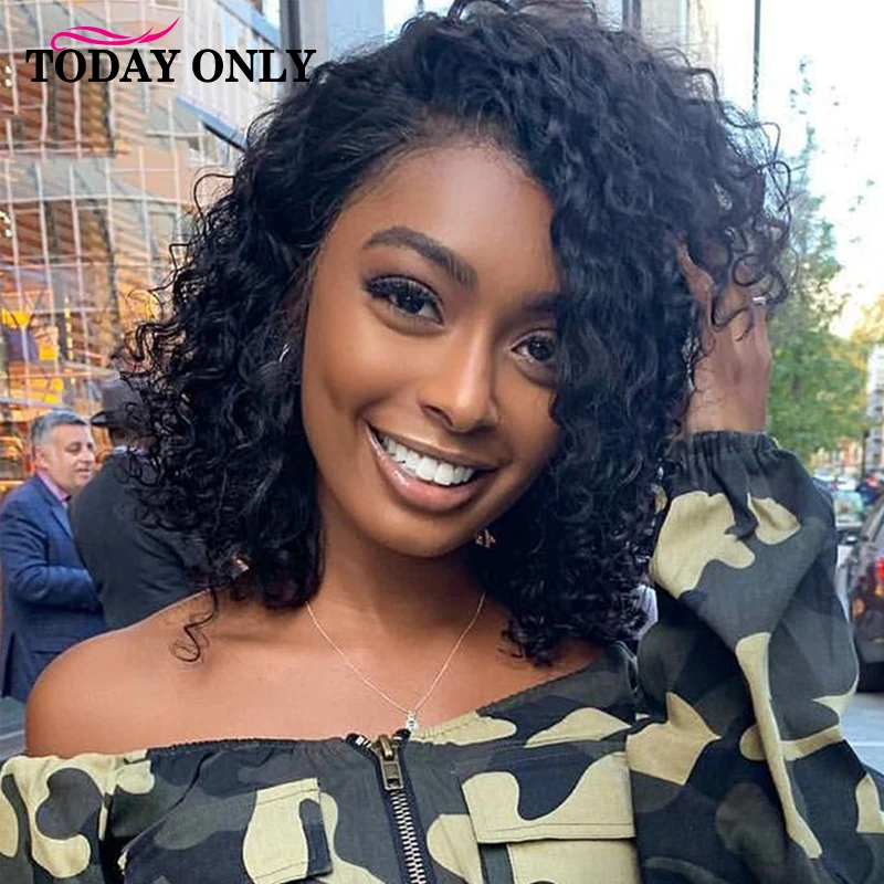 

Short Curly Human Hair Wigs For Black Women Cheap Short Bob Wig Peruvian Remy Wigs With Bangs Bouncy Curl Cosplay Wigs