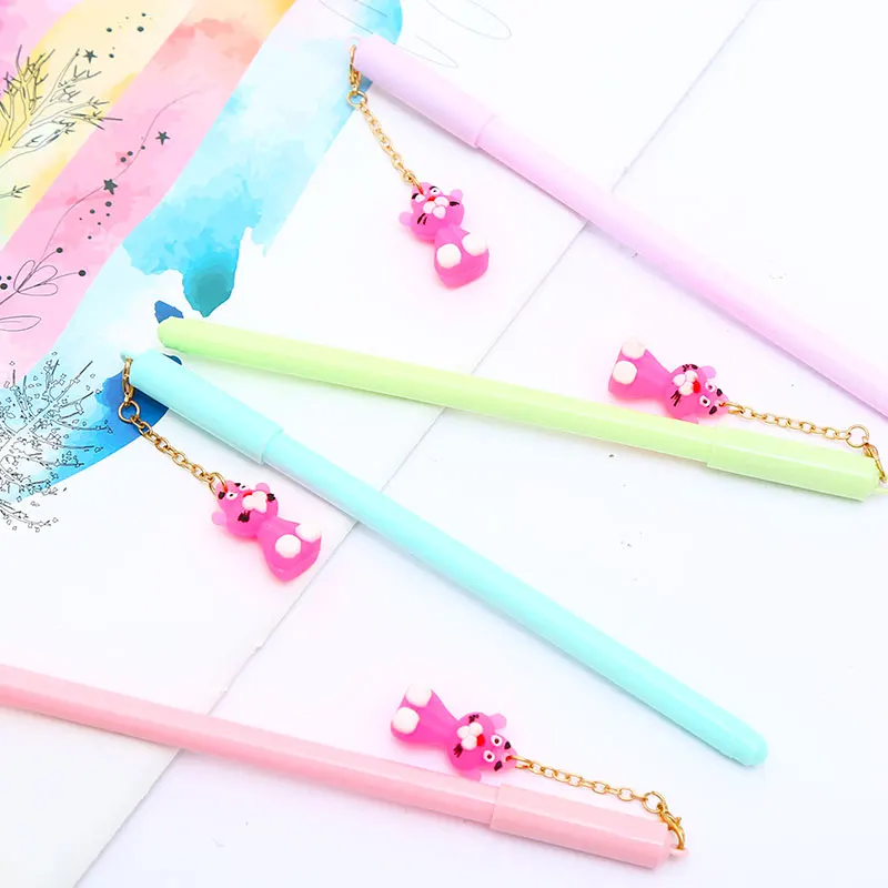Милые аниме Розовая пантера гелевая ручка Kawaii кошка офисные школьные принадлежности Kawai стационарные аксессуары забавные черные, голубые чернила канцелярские принадлежности Bts