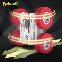 Pickwoo rc dublê carro de controle remoto horizontal 360 graus rotação do rolo em pé veículo de carro dupla face com copo oco motor