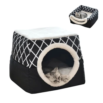 

New Winter Warm Dog House Comfortable Plaid Kennel Mat For Pet Puppy Foldable Cat Sleeping Bed for Pets Cushion Products