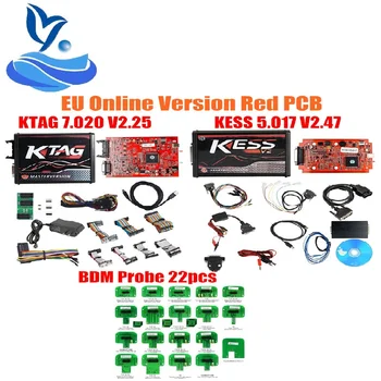 

Red Ktag K TAG V7.020 KESS V2 V5.017 SW V2.25 V2.47 KESS 5.017+Full Set 22pcs BDM ECU RAMP For KESS KTAG Probe Adapters
