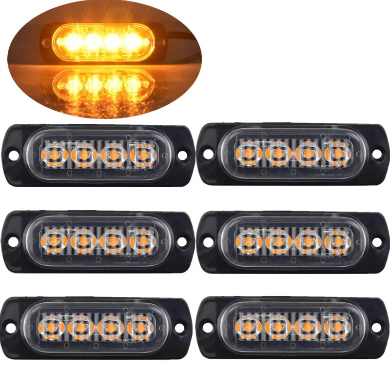 6 шт. янтарные боковые огни 4 Светодиодный Боковой габаритный светильник для прицепа 12 В светодиодный габаритный светильник для грузовика