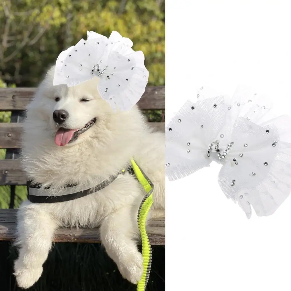 

Pet Veils Decor Pet Hair Clip Veils Fine Pet Headwear Wedding Decoration Tools Puppy Cat Pets Wedding Dress Accessories