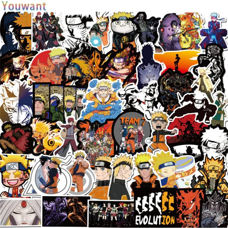 

50Pcs pack Sticker Japan Anime Naruto Stickers Cartoon for Snowboard Laptop Luggage Fridge Car- Styling Vinyl Pvc Decal Stickers