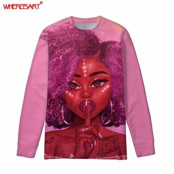 

FORUDESIGNS Women Hoodies Harajuku Cool Girls Print Pocket Warm Thicken Pullovers Hip Hop Loose Pink Girl Female Sweatshirts
