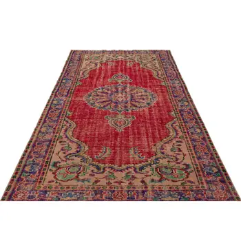 

Natural Red Wool Rug, Red Area Rug, Decorative Antique Furniture Home Rug, Floor Rug, Unique Rug 1964