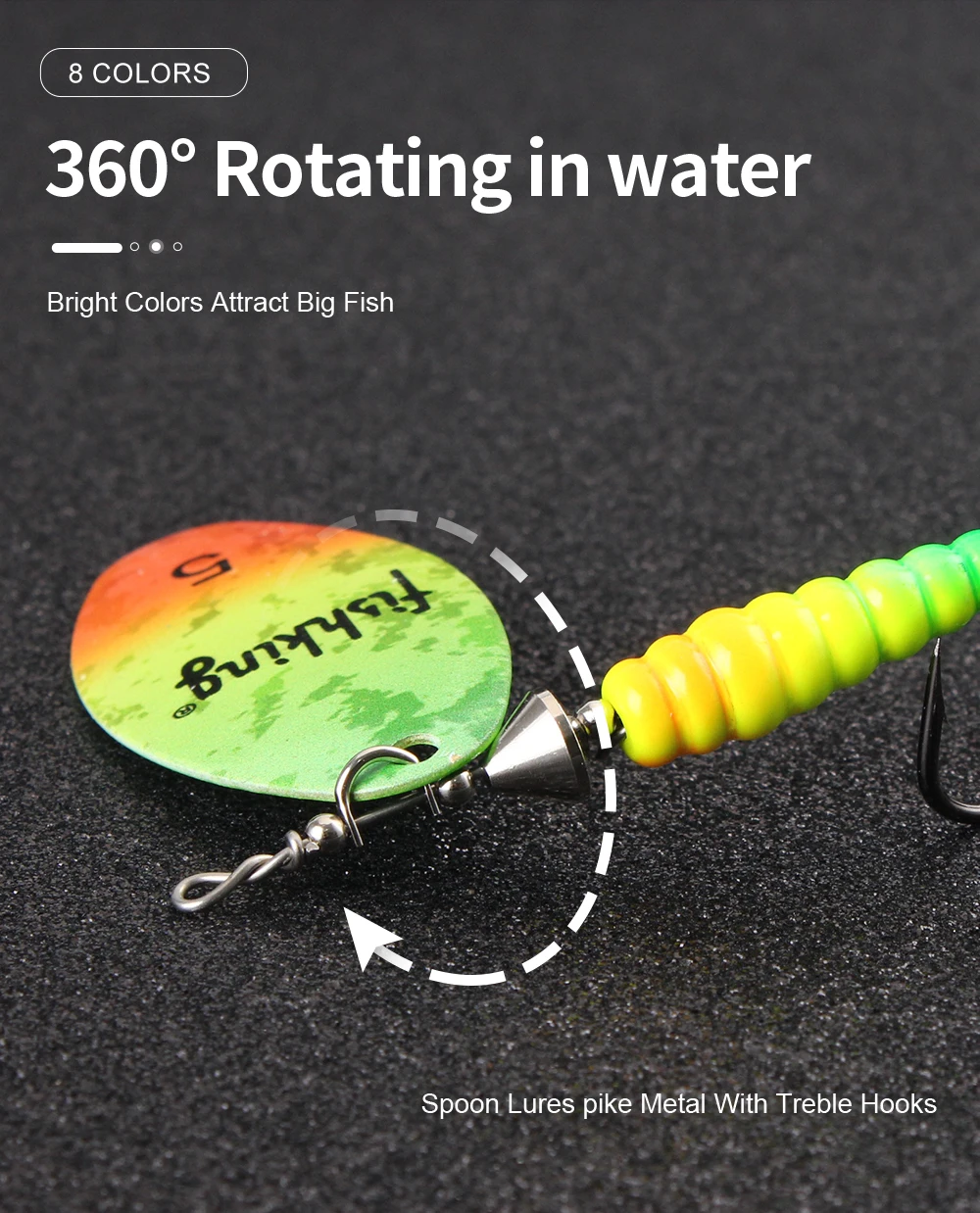 NGB Metall Spinner Köder Angelköder 5,8 g 7,2 g 9,2 g 14,5 g 20,5 g Harter künstlerischer Köder mit Drillingshaken für Barsch Hecht – Detail 9