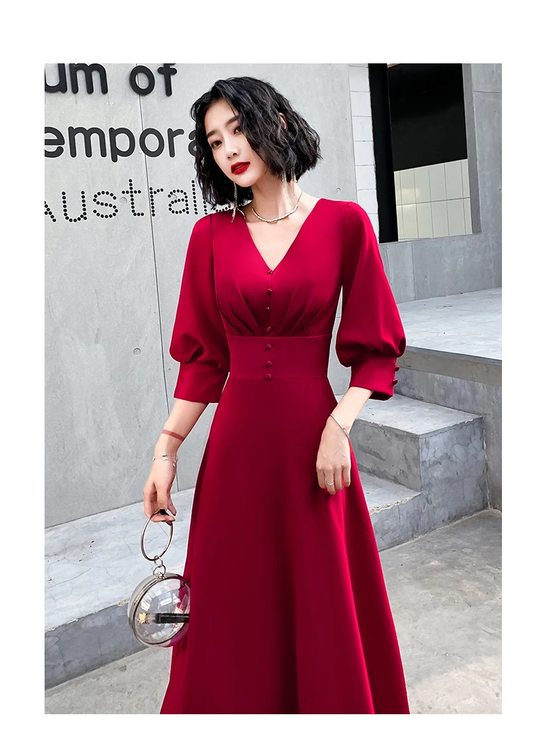 AE0141 wei yin Robe De Soiree сексуальные платья с v-образным вырезом винно-красные длинные вечерние платья для невесты элегантные вечерние платья в пол