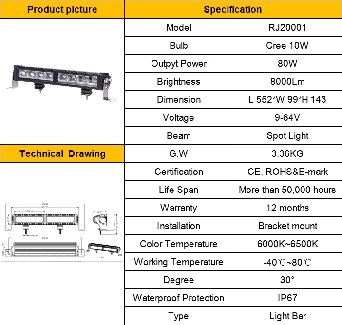RJ20001 Light Bar