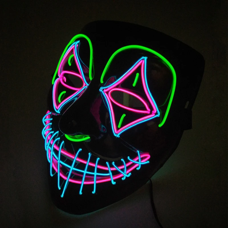 Halloween LED Glow Mask 3 Modes EL Wire Light Up The Purge Movie Costume Party 
