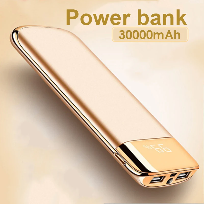 30000 мАч Внешний аккумулятор повербанк 2 USB LED портативное зарядное устройство для