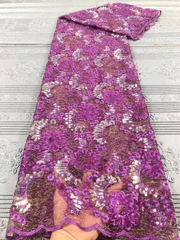 

African Sequins Lace Fabrics 2020 High Quality French Lace Fabric Nigerian Tulle Lace Fabrics For Wedding Dress