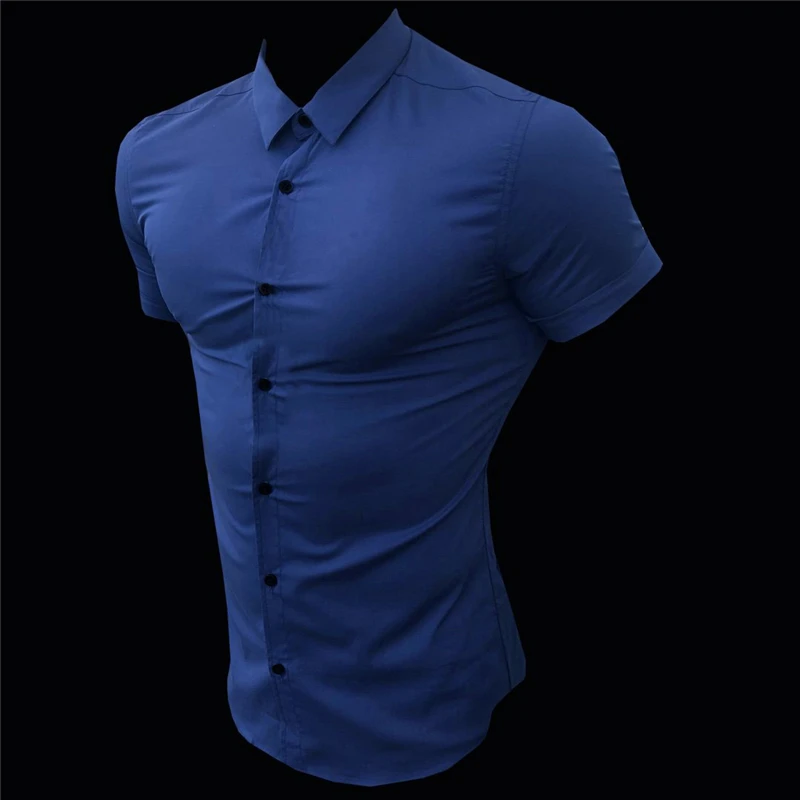 Men Fashion Casual Short Sleeve Solid 