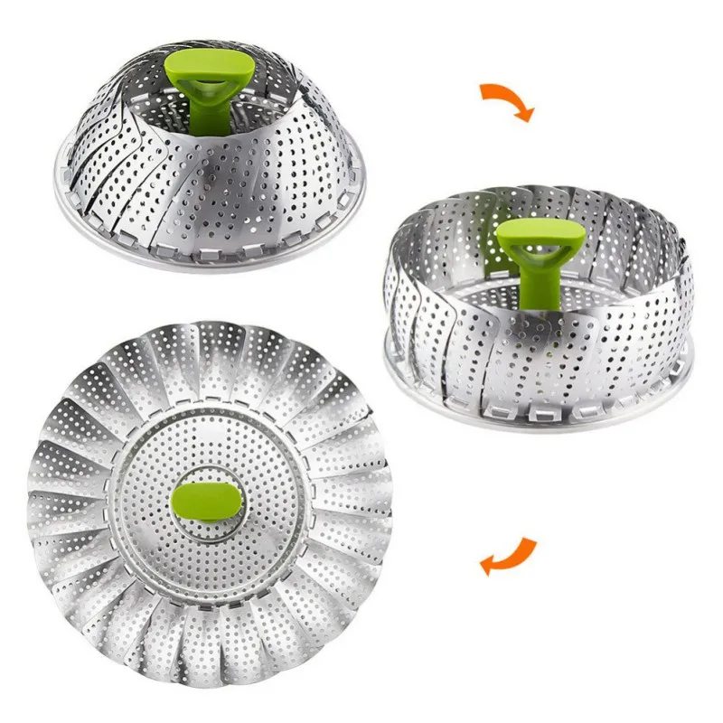 Stainless Steel Steamer Basket Collapsible Steamer for Steaming Food Metal Handle Foldable Legs Fit Various Pot Pressur L1
