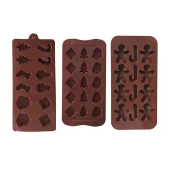 

3pcs/set 3d Chocolate Molds Baking Tool Christmas Theme Diy Biscuits Silicone Mold Fondant Frosting Biscuits Silicone Ice Mold