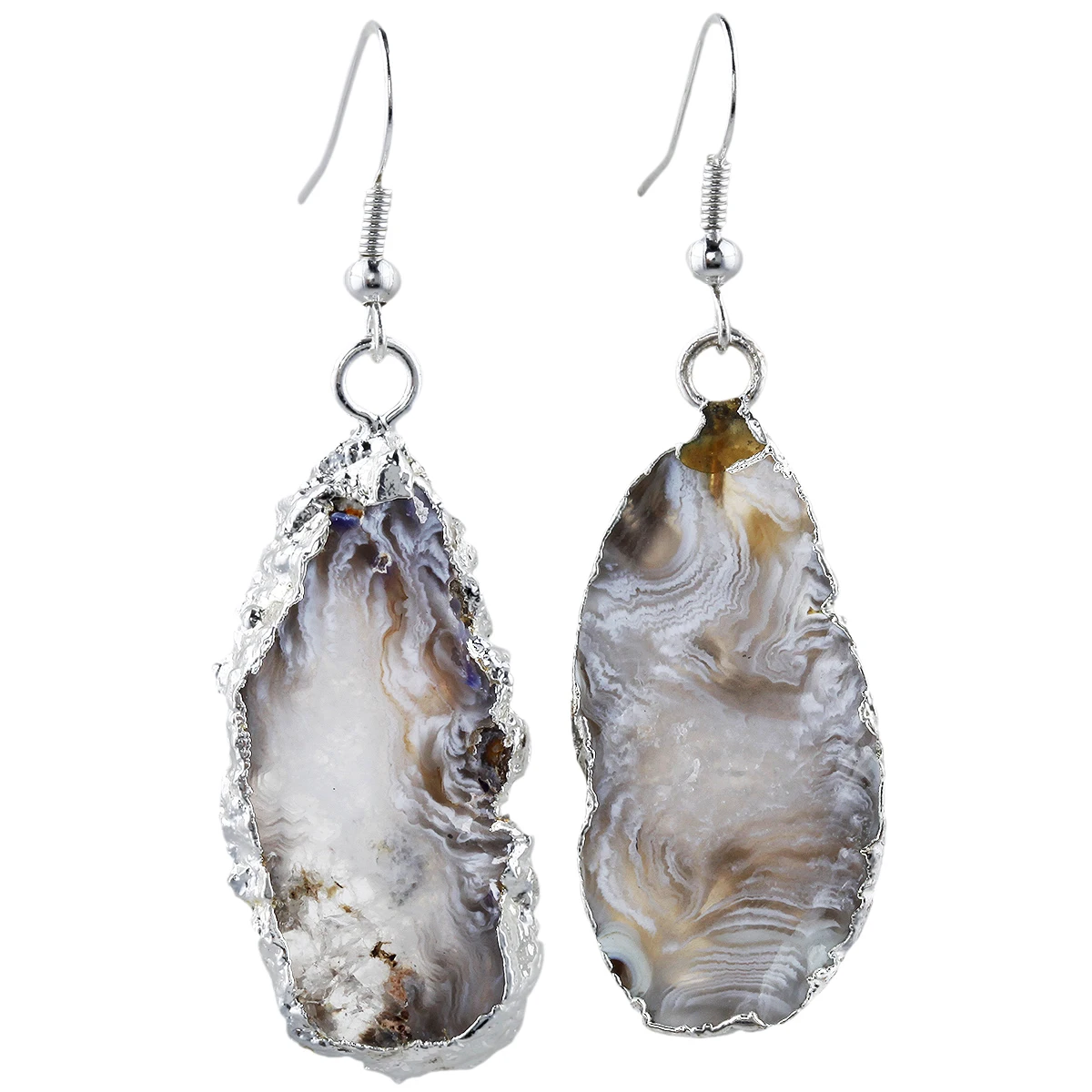 Natural Agate Stone Drop Earrings for Women, Druzy Agate Geode Crystal Quartz Dangle Hook Earrings for Girls