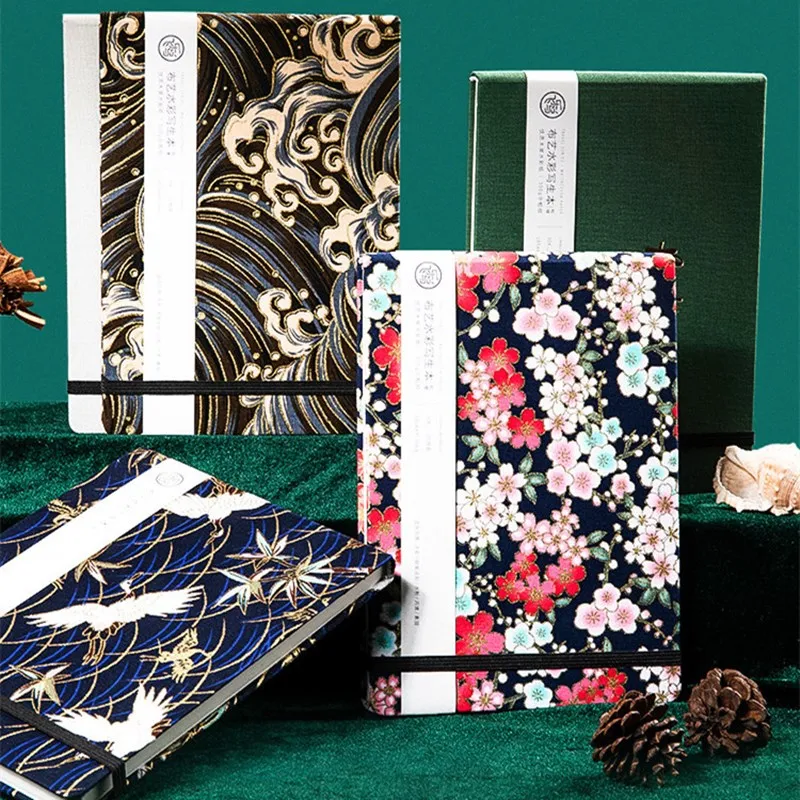 Drawing Sketchbook 32K Watercolor Book 300g Cloth Art Cover Portable Travel Hand-painted Blank Graffiti Painting Book
