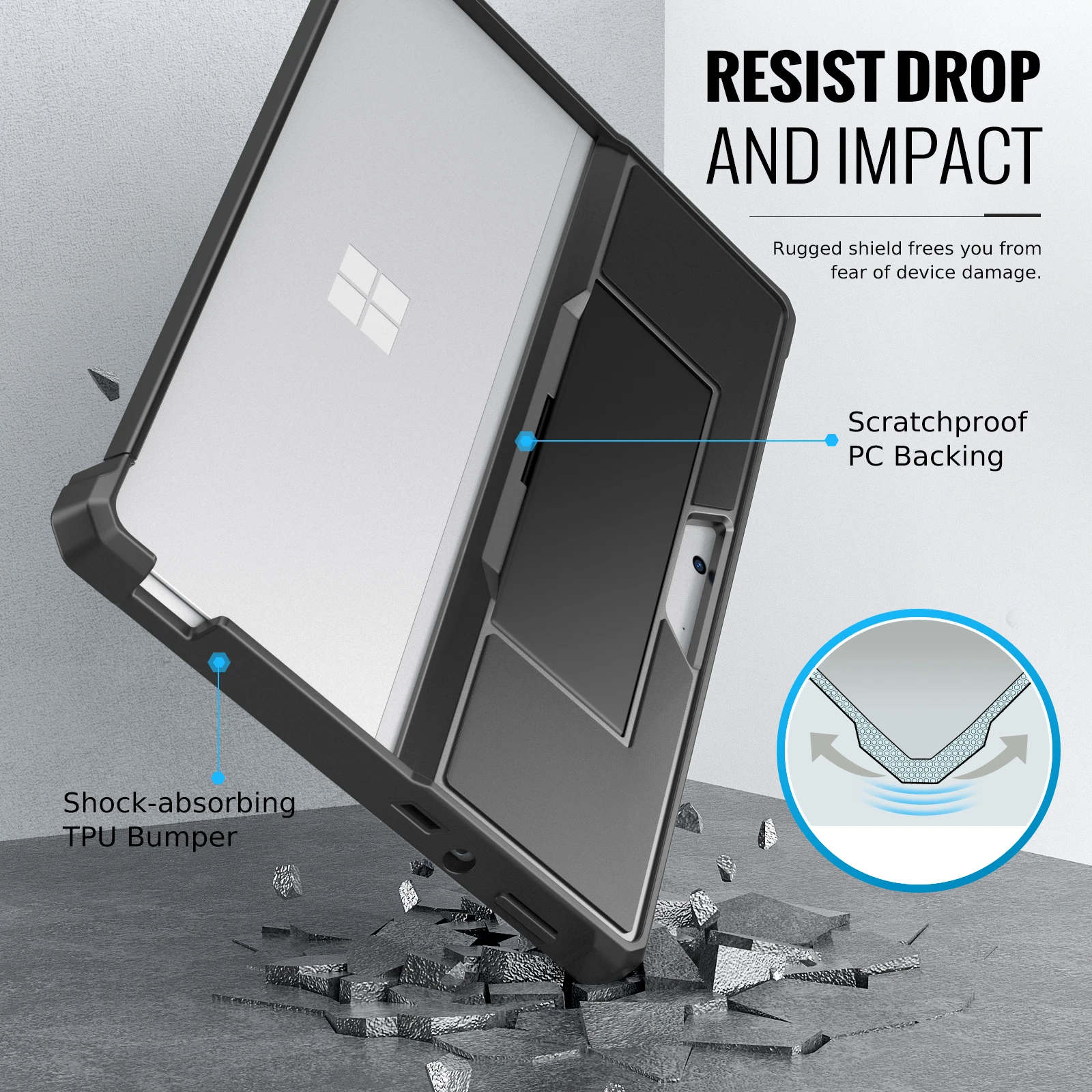 Moko para Microsoft Surface Pro 813 Touchscreen 2023 Lançamento Tablet Tudo-em-um Capa Protetora Áspera com Alça de Mão Case - Imagem 6