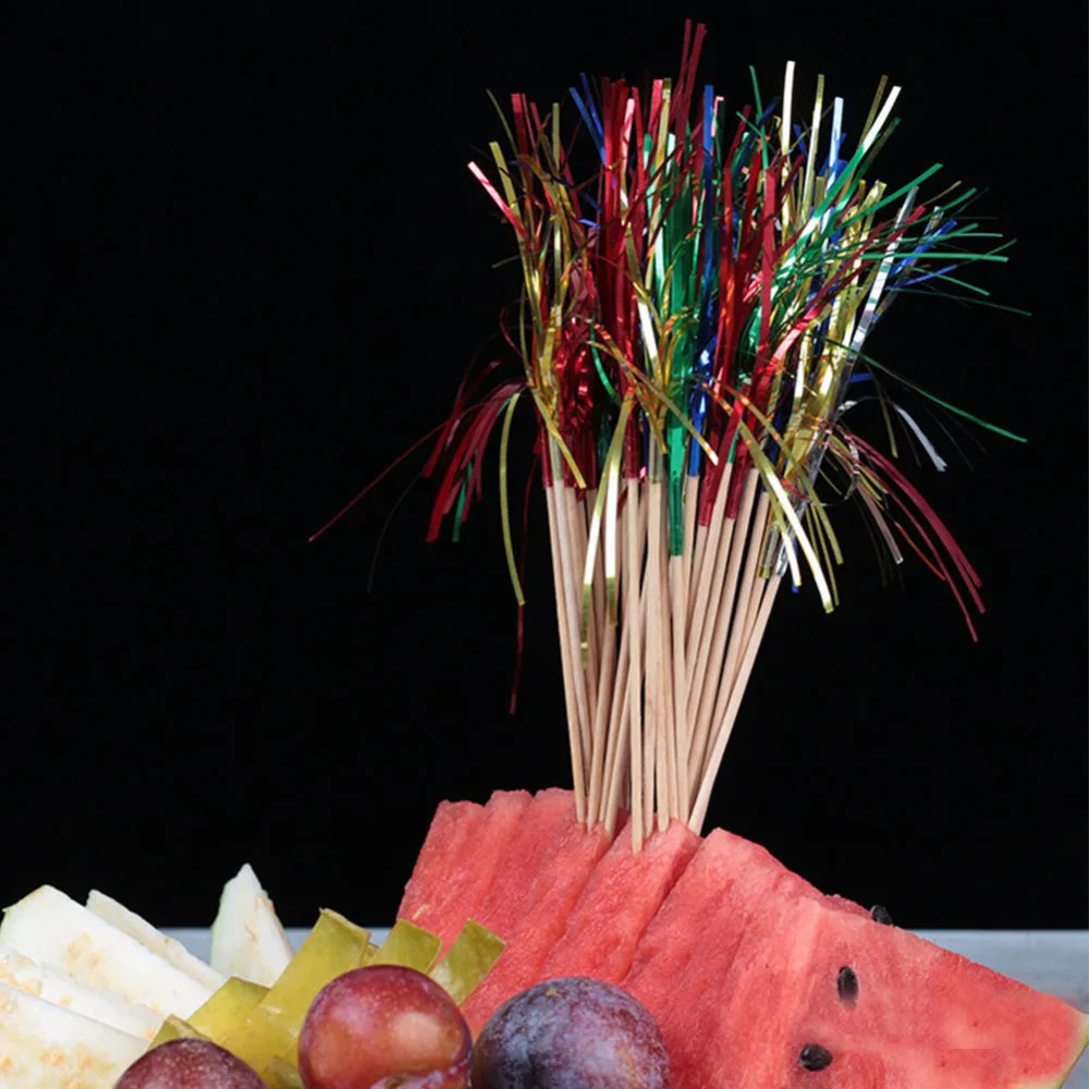 100 шт Одноразовые фруктовые Коктейльные торты фейерверки палочки для напитков украшения для свадьбы, дня рождения, компота, декоративные вывески