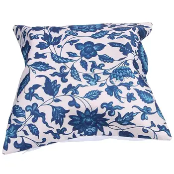 

Vintage Geometric Flower Cotton Linen Throw Pillow Case Cushion Cover Home Decor, #40 Chinese Blue Floral