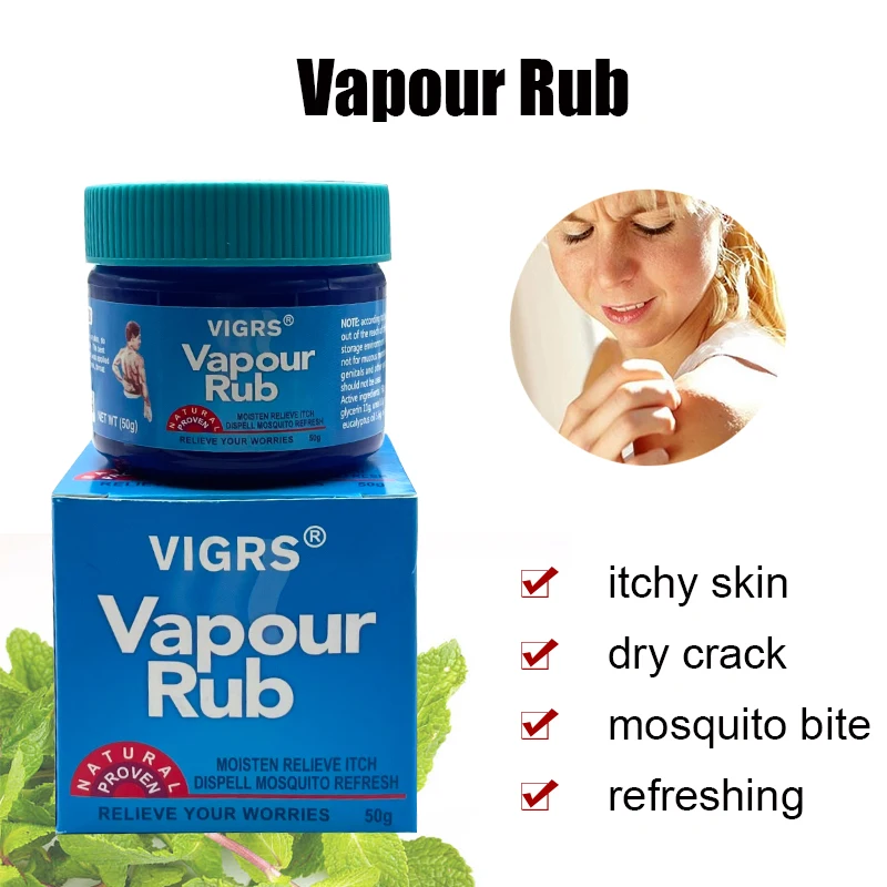 50g Vapour Rub White Cooling Balm Anti Mosquito Relief Headache Toothache Stomachache Menthol Herb Cream Medical Plaster pain relief cream pain relief plaster