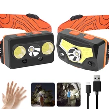 

Portable XPG+COB Flashlight USB Rechargeable Mini Headlight with Hook Magnet Waist Light Running Sensor Headlight Lantern