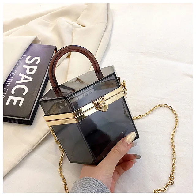 Female Bag Polygonal Small Box Handbag Acrylic Transparent Box Bag