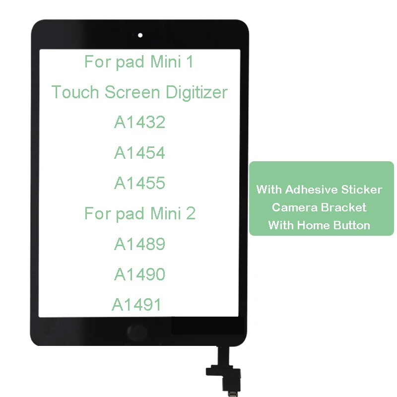 

5pcs/lot Touch screen glass digitizer panel For ipad mini 1/2 A1432 A1454 A1455 A1489 A1490 A1491 with IC mini1 mini2 touch